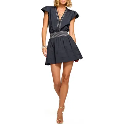 Ramy Brook Tahlia Cotton Poplin Smocked Mini Dress In Blue