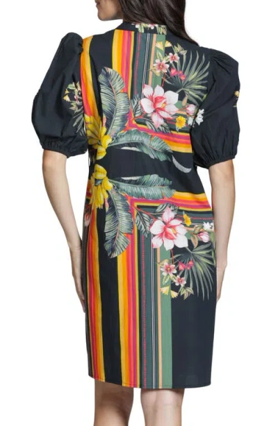 Apny Puff Sleeve Minidress In Multi