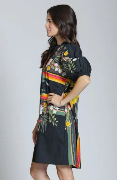 Apny Puff Sleeve Minidress In Multi