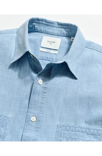 Billy Reid Donelson Short Sleeve Organic Cotton Chambray Sport Shirt In Blue