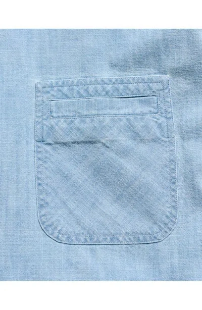 Billy Reid Donelson Short Sleeve Organic Cotton Chambray Sport Shirt In Blue