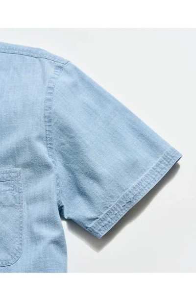 Billy Reid Donelson Short Sleeve Organic Cotton Chambray Sport Shirt In Blue
