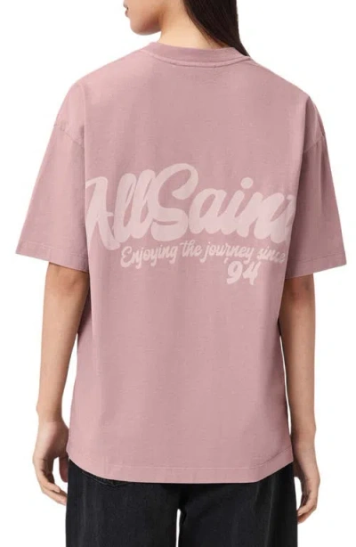 Allsaints Odyssey Etta Oversized T-shirt In Pink