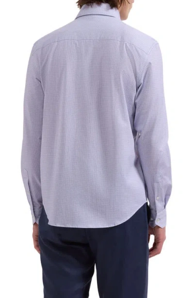 Bugatchi Devon Ooohcotton® Optical Grid Print Button-up Shirt In Purple