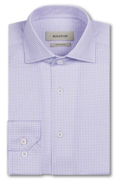 Bugatchi Devon Ooohcotton® Optical Grid Print Button-up Shirt In Purple