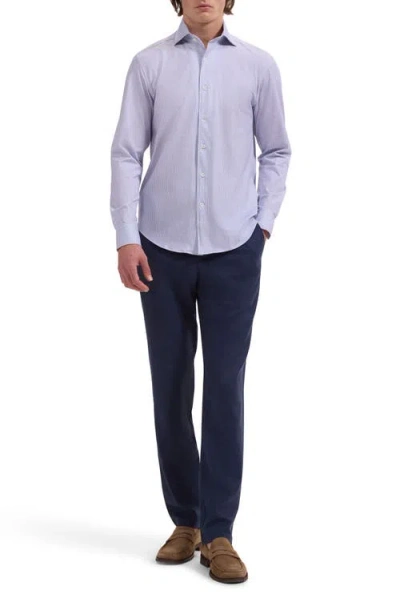 Bugatchi Devon Ooohcotton® Optical Grid Print Button-up Shirt In Purple