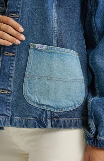 Lee Patched Denim Chore Jacket In Blue