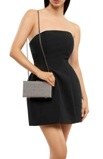 Olga Berg Stef Crystal Box Frame Clutch In Silver