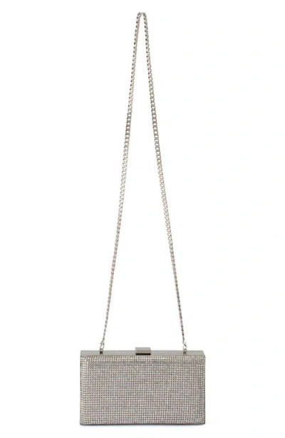 Olga Berg Stef Crystal Box Frame Clutch In Silver