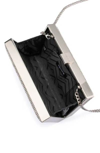 Olga Berg Stef Crystal Box Frame Clutch In Silver