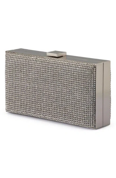 Olga Berg Stef Crystal Box Frame Clutch In Silver