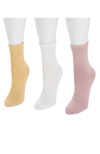 Muk Luks Whisper Assorted 3-pack Crew Socks In Multi