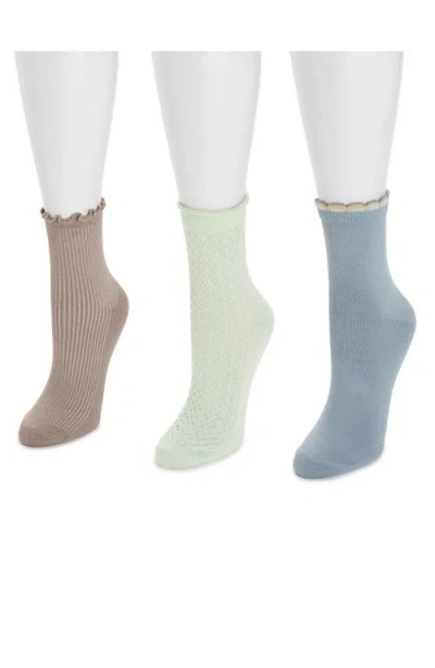 Muk Luks Whisper Assorted 3-pack Crew Socks In Multi