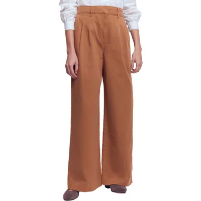 Boden Kensington Wide Leg Cotton Pants In Brown