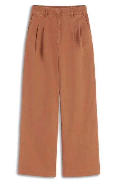 Boden Kensington Wide Leg Cotton Pants In Brown
