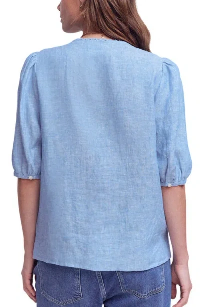 Boden Leah Short Sleeve Linen Button-up Shirt In Blue