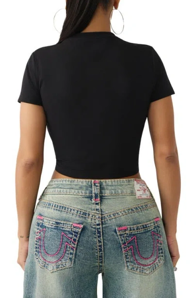 True Religion Crystal Snake Crystal Embellished Baby Tee In Black