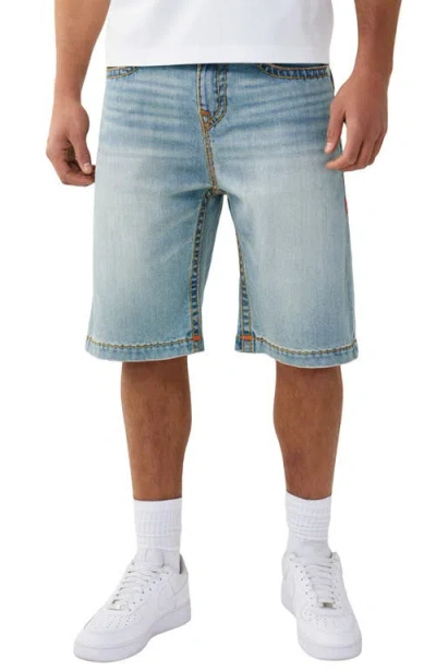 True Religion Vinny Super T Flap Denim Shorts In Blue