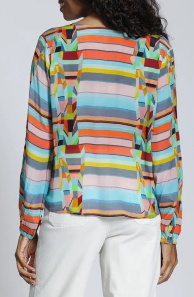 Apny Print Tie Front Top In Multi