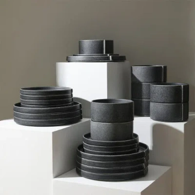 Stone Lain Bao Stoneware 12-piece Dinnerware Set In Black