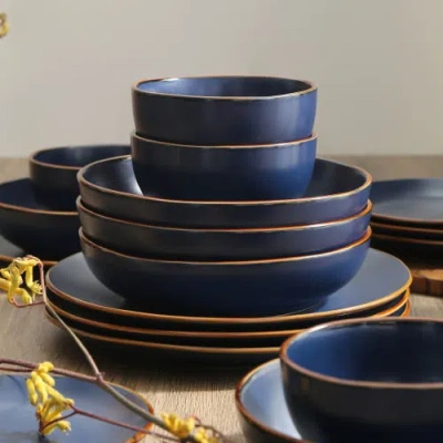 Stone Lain Brasa Stoneware 16-piece Dinnerware Set In Blue