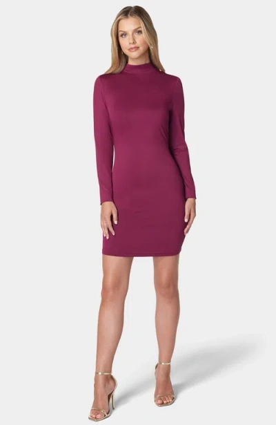 Bebe Crystal Fringe Open Back Mini Dress In Raspberry