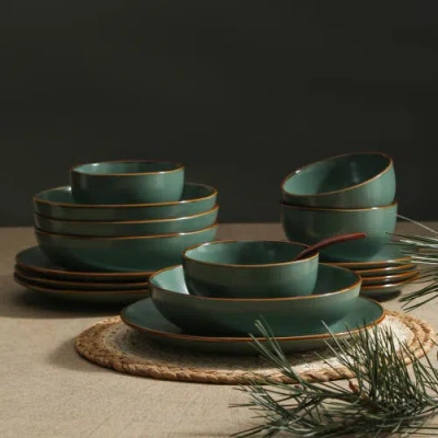 Stone Lain Brasa Stoneware 16-piece Dinnerware Set In Green