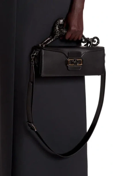 Lanvin Medium Pencil Cat Leather Bag In Black