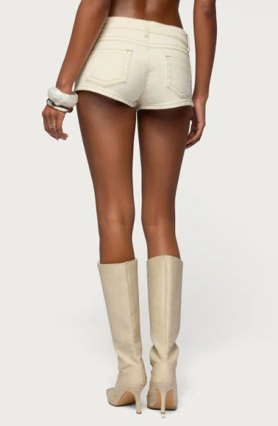 Edikted Jagger Low Rise Denim Short In Neutral