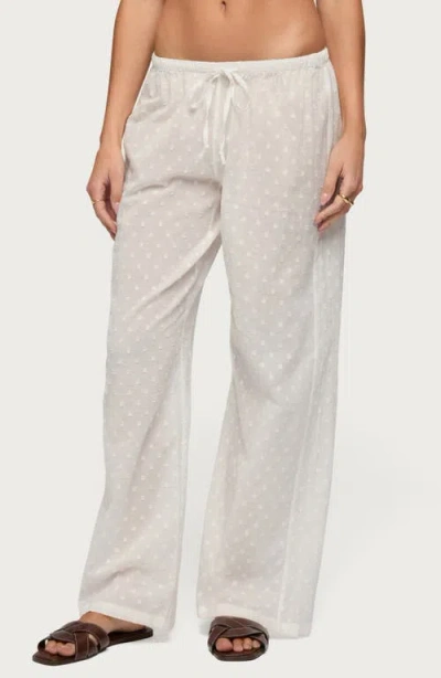 Edikted Embroidered Cotton Drawstring Pants In White