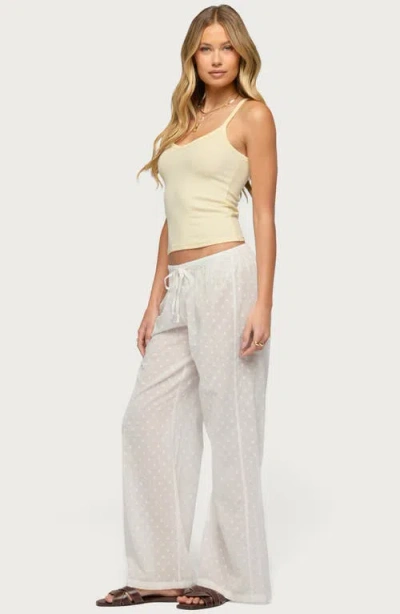 Edikted Embroidered Cotton Drawstring Pants In White