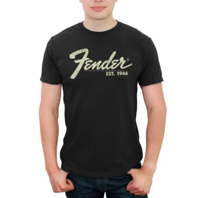 Fender Distressed Logo  Graphic T-shirt In Black