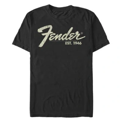 Fender Distressed Logo  Graphic T-shirt In Black