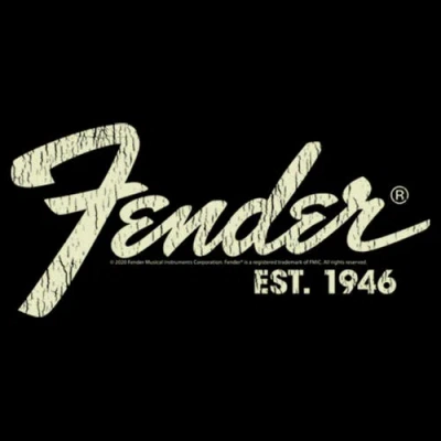 Fender Distressed Logo  Graphic T-shirt In Black