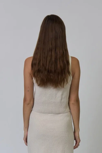 Central Park West Celeste Tweed Yarn Collared Top In White