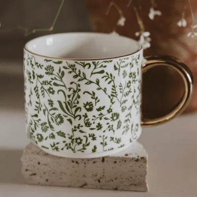 Sweet Water Decor Patterned 14 oz Gold Handle Coffee Mug In Multi