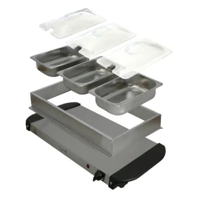 Megachef 3 Section Buffet Server Food Warmer In Gray