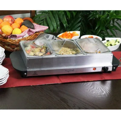 Megachef 3 Section Buffet Server Food Warmer In Gray