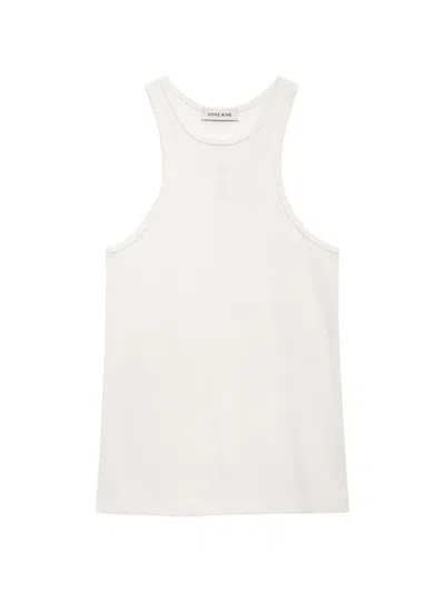 Anine Bing Womens Ivory Cole Embroidered-logo Knit Top In White