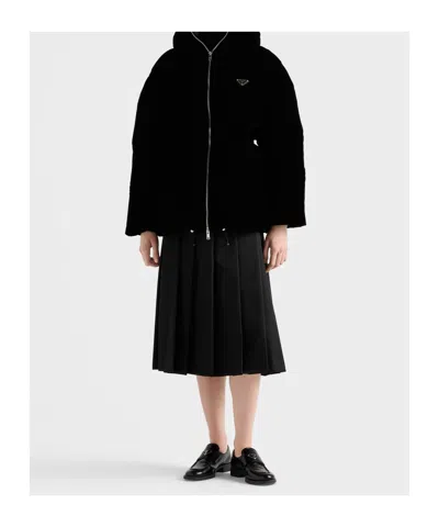 Prada Velvet Down Jacket In Black