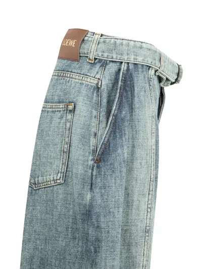 Loewe Belted Jeans In Blue