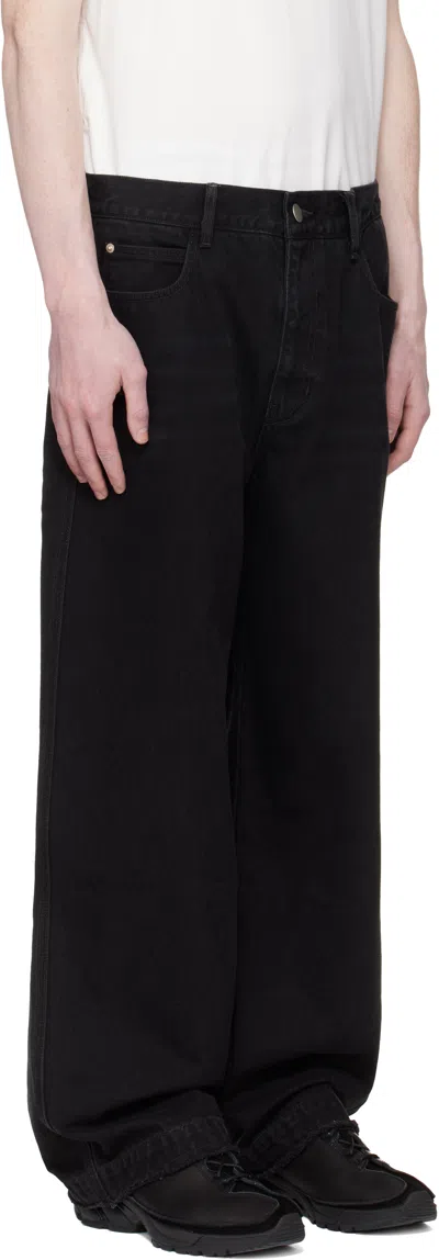 Re;code Black Raw-edged Denim Jeans In Black