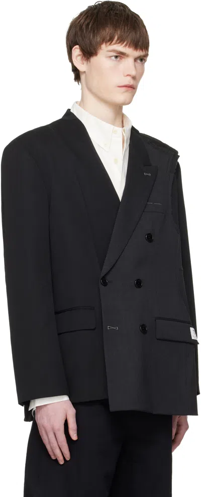 Re;code Black Jacket Patch Blazer In Black