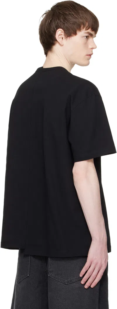 Re;code Black Split T-shirt In Black