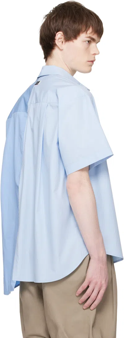 Re;code Blue Split Short Sleeves Shirt In Blue