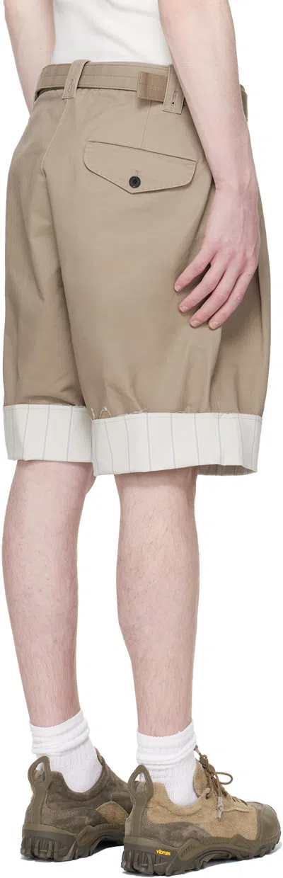 Re;code Beige Stripe Detailed Shorts In Sand