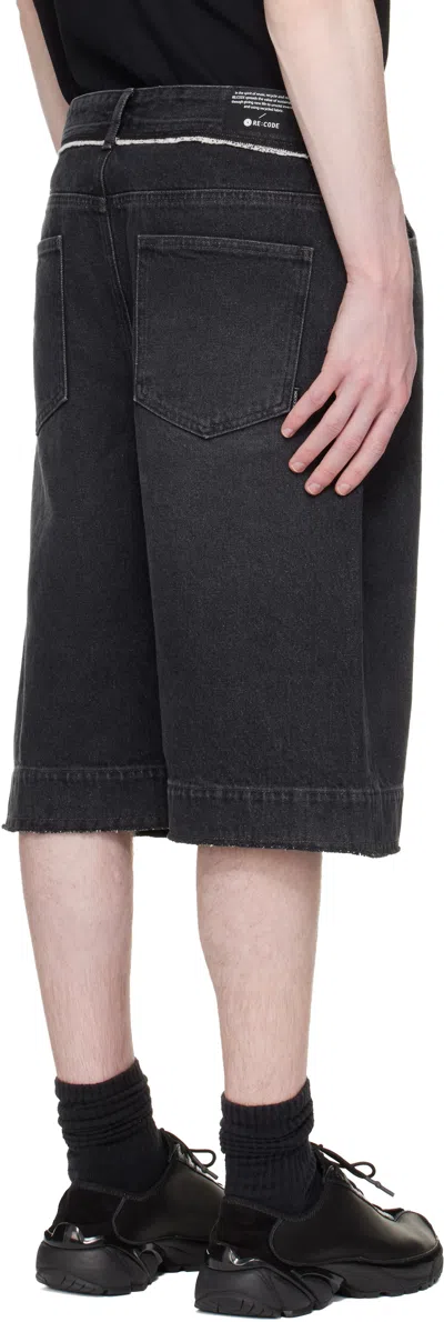 Re;code Black Raw Edge Denim Shorts In Black