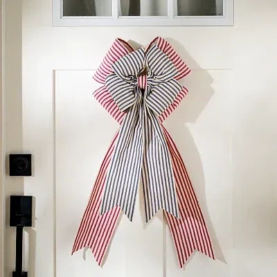 Kirkland's Americana Striped Bow Wall Decoration In White