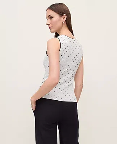 Ann Taylor Micro Dot Knit Shell Top In White