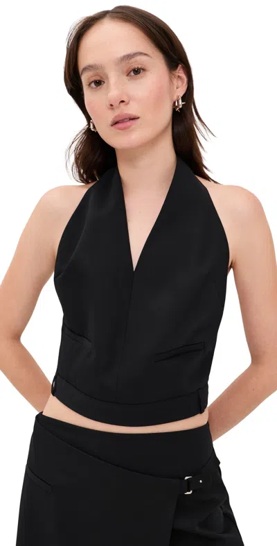 St Agni Upside Down Wool Halter Top Black In Black
